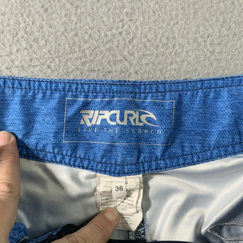 Rip Curl Vintage Y2k Board Shorts Mens Blue Surf 36x11 90s Cargo Baggy